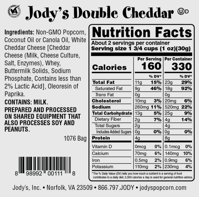 Jody's Popcorn Double Cheddar - Image 2