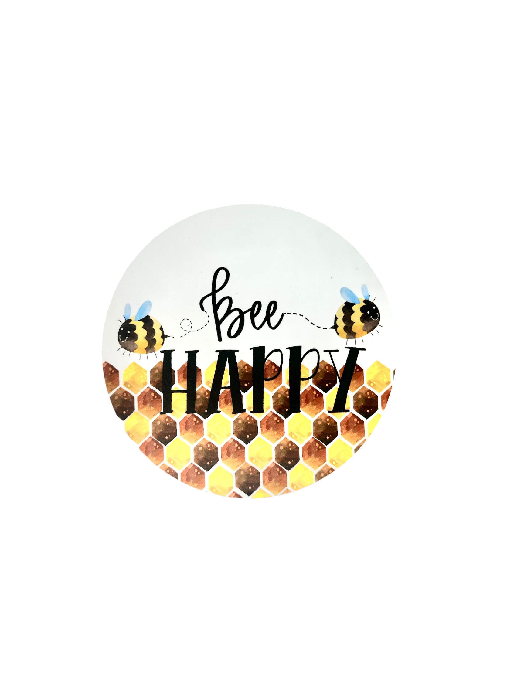 Sottobicchiere Divertente Con Ape "Bee Happy" - Brainbox Candy - 10x10 Cm In Melamina E Sughero